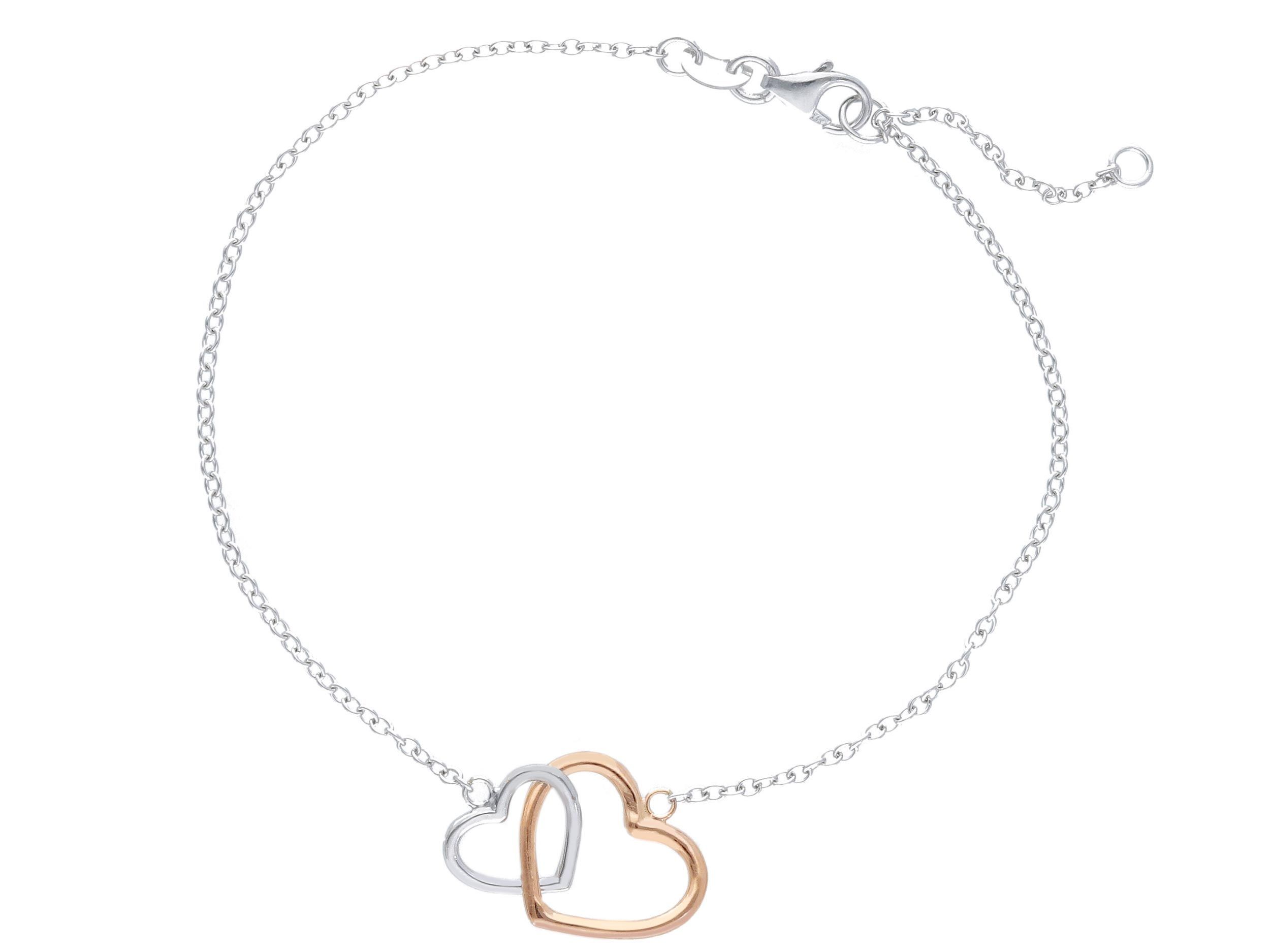 White gold & gold bracelet k9 with hearts  (code S203356)